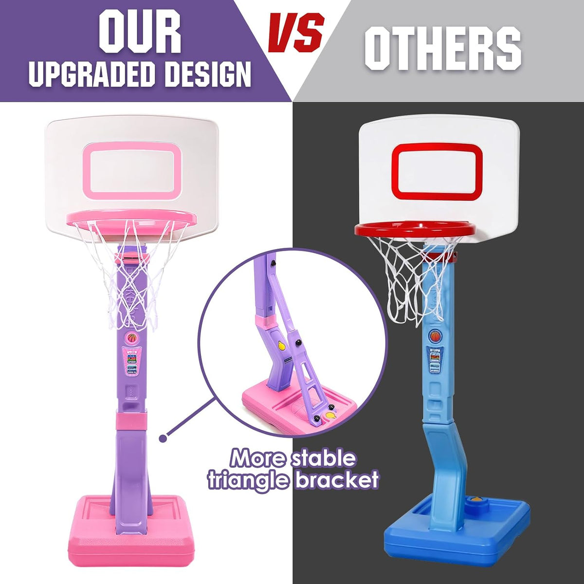 Conjunto de Aro de Baloncesto Rosa para Niños Interior, Mini Pelota de Baloncesto para Niñas