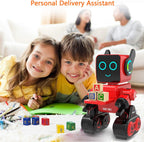 okk Robot de juguete para niños, kit de robot inteligente a control remoto con robótica de control táctil y de sonido, robots inteligentes programables inteligentes con caminar, bailar, cantar, hablar, transferir artículos para niños y niñas (rojo)