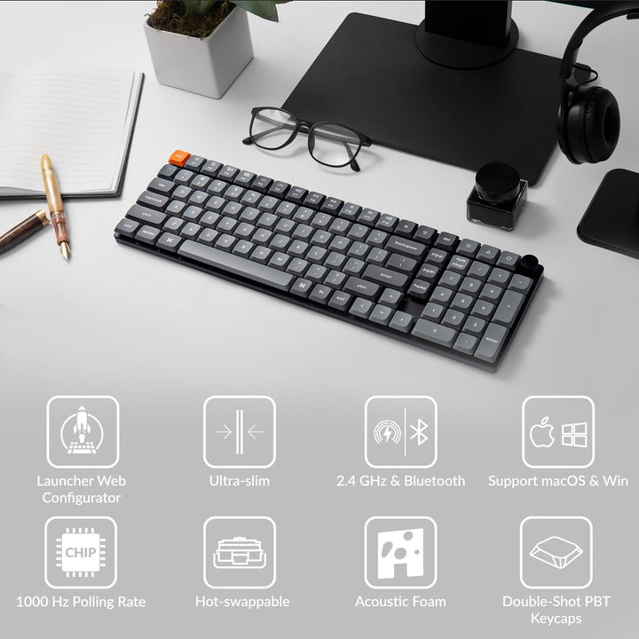 Keychron K17 Max 96% Layout QMK\/Launcher Teclado mecánico con cabl...