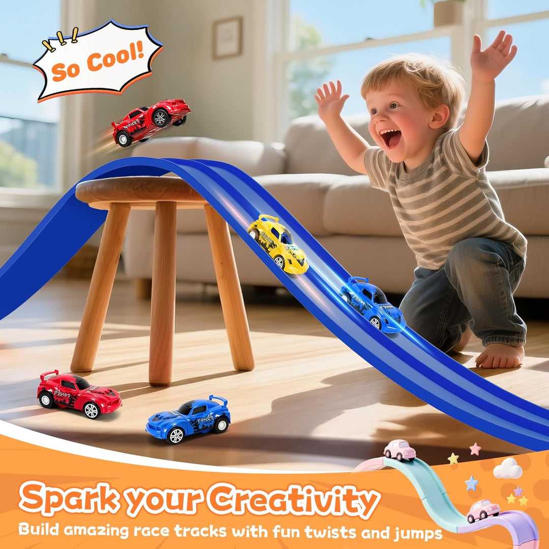 KETIEE Flex Tracks de 16 pies para niños: pista de rampa de carrera...