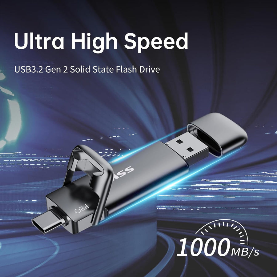 SSK SSD de 2TB USB C Stick hasta 1000MB\/s, SSD externo rápido de d...