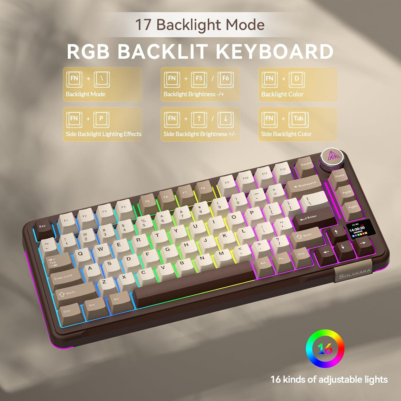 SOLAKAKA A75 PRO Teclado mecánico inalámbrico 75% con pantalla y pe...