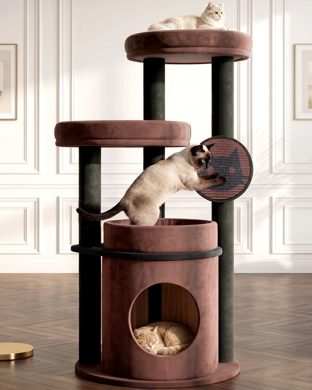 46 pulgadas de Torre de Árbol para Gatos Grandes en Interiores, Condo Cómodo para Gatos Adultos