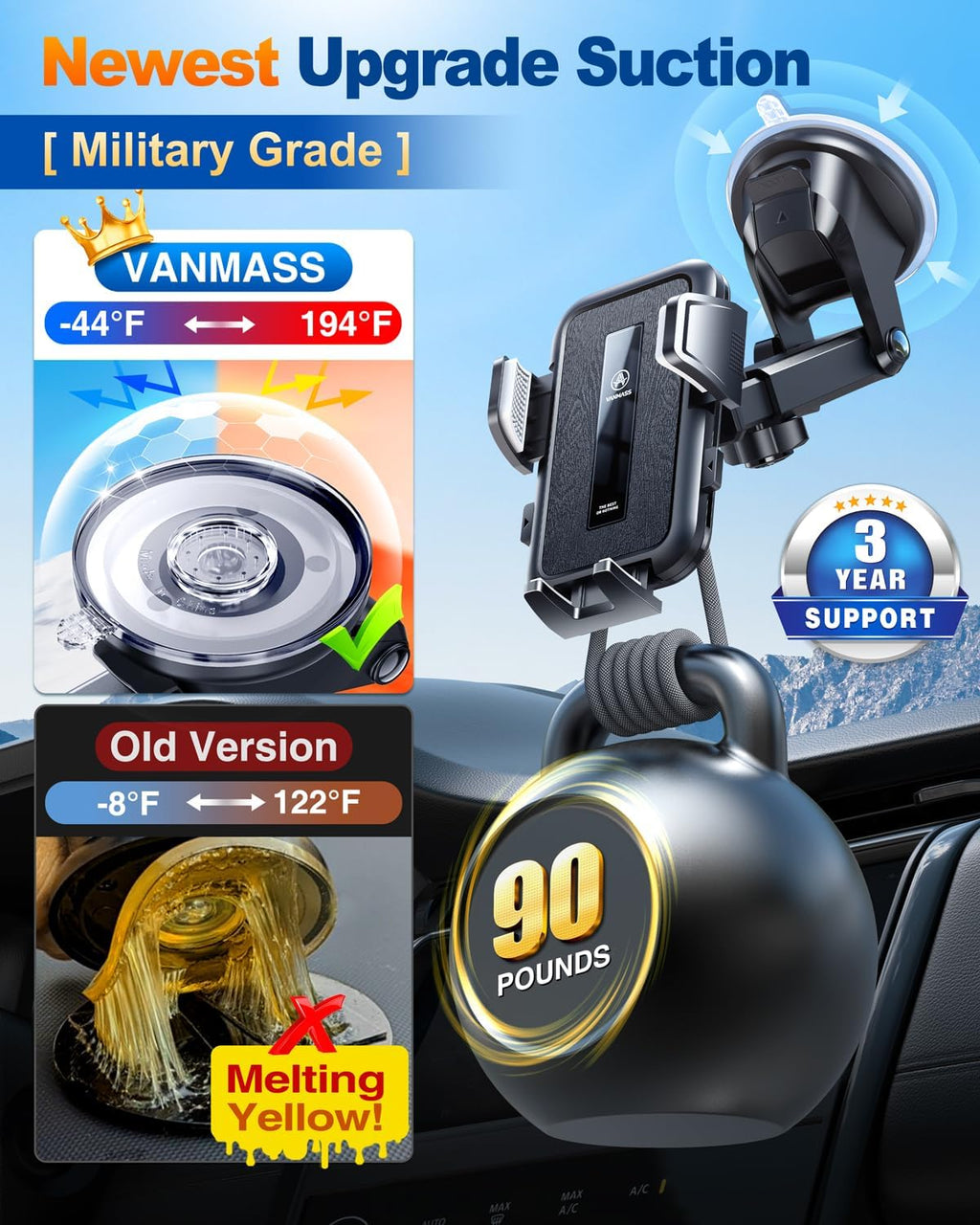 VANMASS 2026 - Soporte para teléfono de automóvil 【Grado militar más fuerte