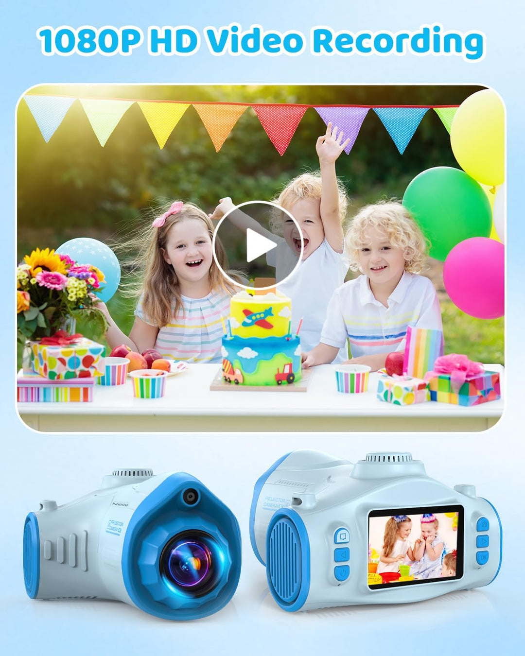 Cámara para niños con proyector, videocámara de video digital 1080P...