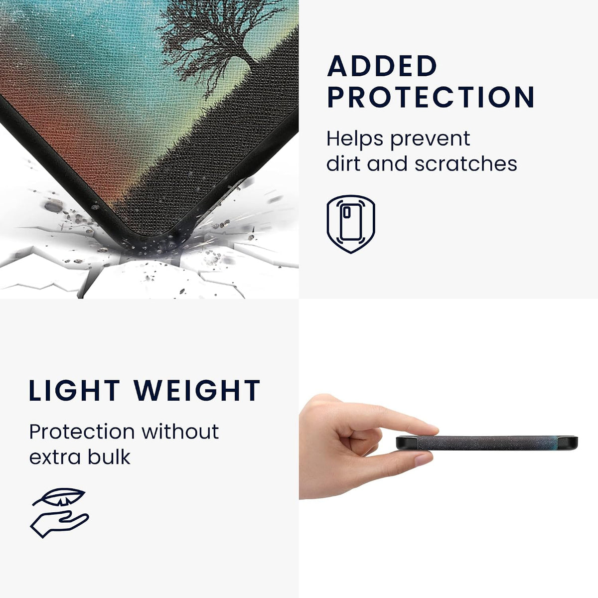 kwmobile Funda Compatible con Barnes & Noble Nook Glowlight 4 / 4e - Funda para eReader - Naturaleza Cósmica Azul/Gris/Negro