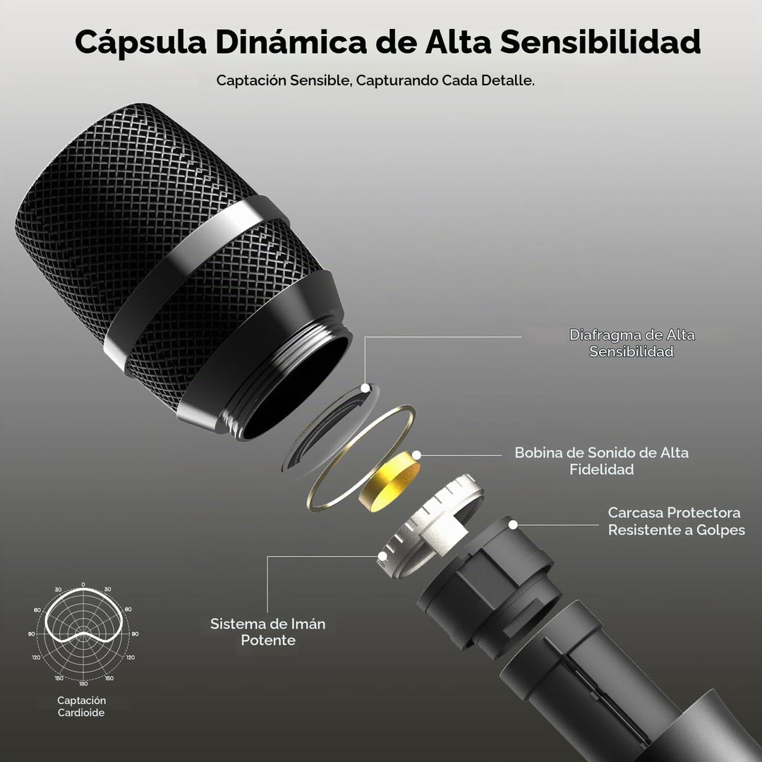 Tribit - Micrófono inalámbrico, sistema de micrófono dinámico inalá...