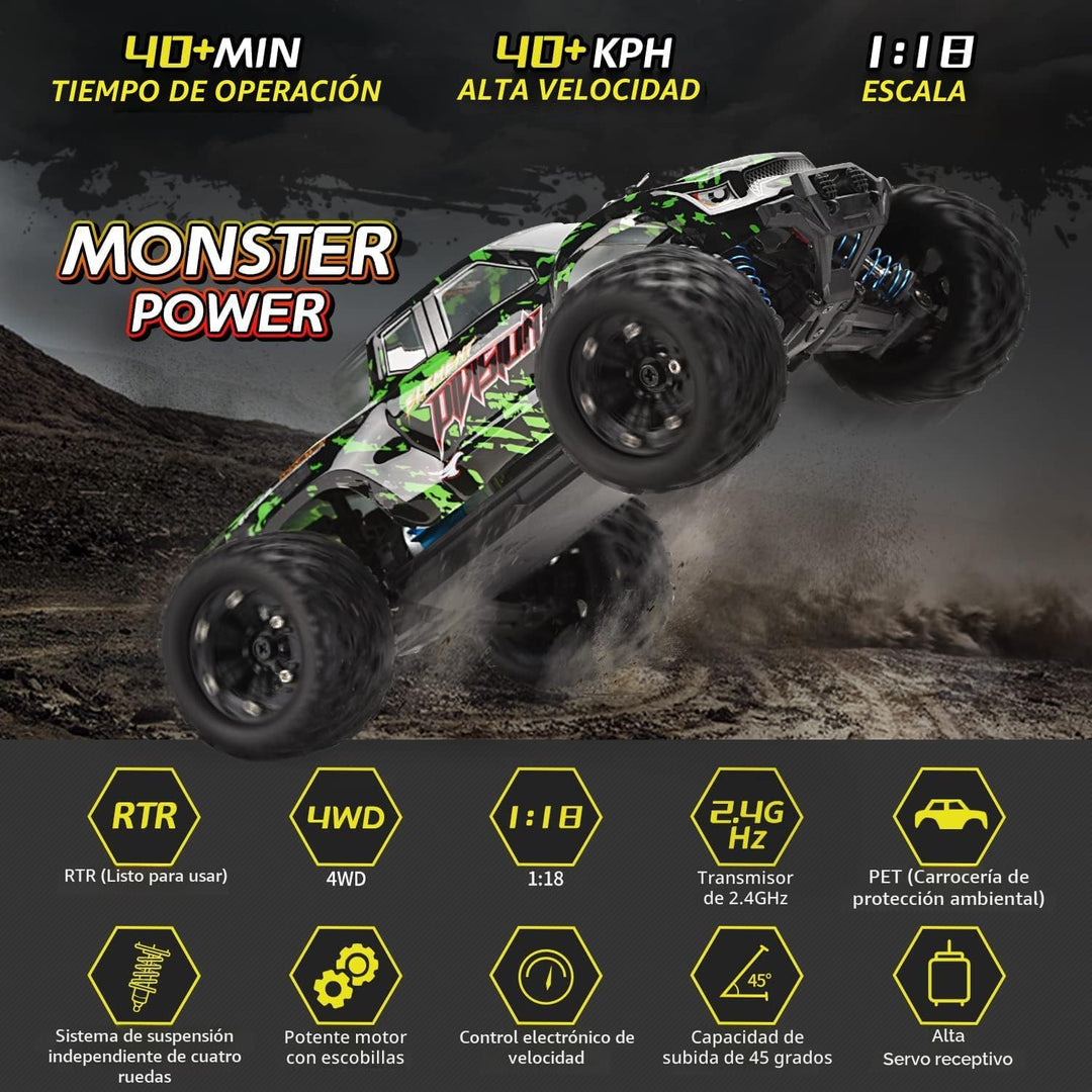 TENSSENX Coches RC todo terreno a escala 1:18, 40 KPH de alta veloc...