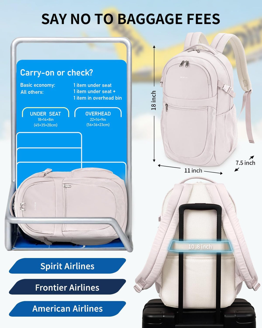 ECOHUB Mochila de viaje para mujeres, para portátil de 17.3 pulgada...