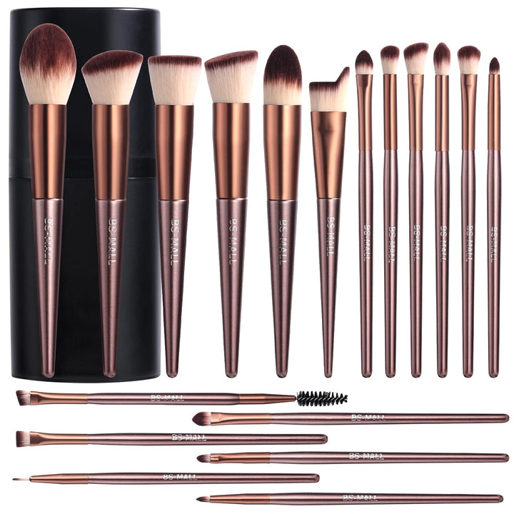 BS-MALL - Juego de 18 brochas de maquillaje con cerdas de fibra sin...