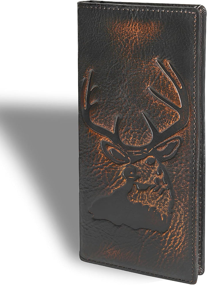 DK86 Carteras largas de ciervo para hombre | Cuero de grano complet...