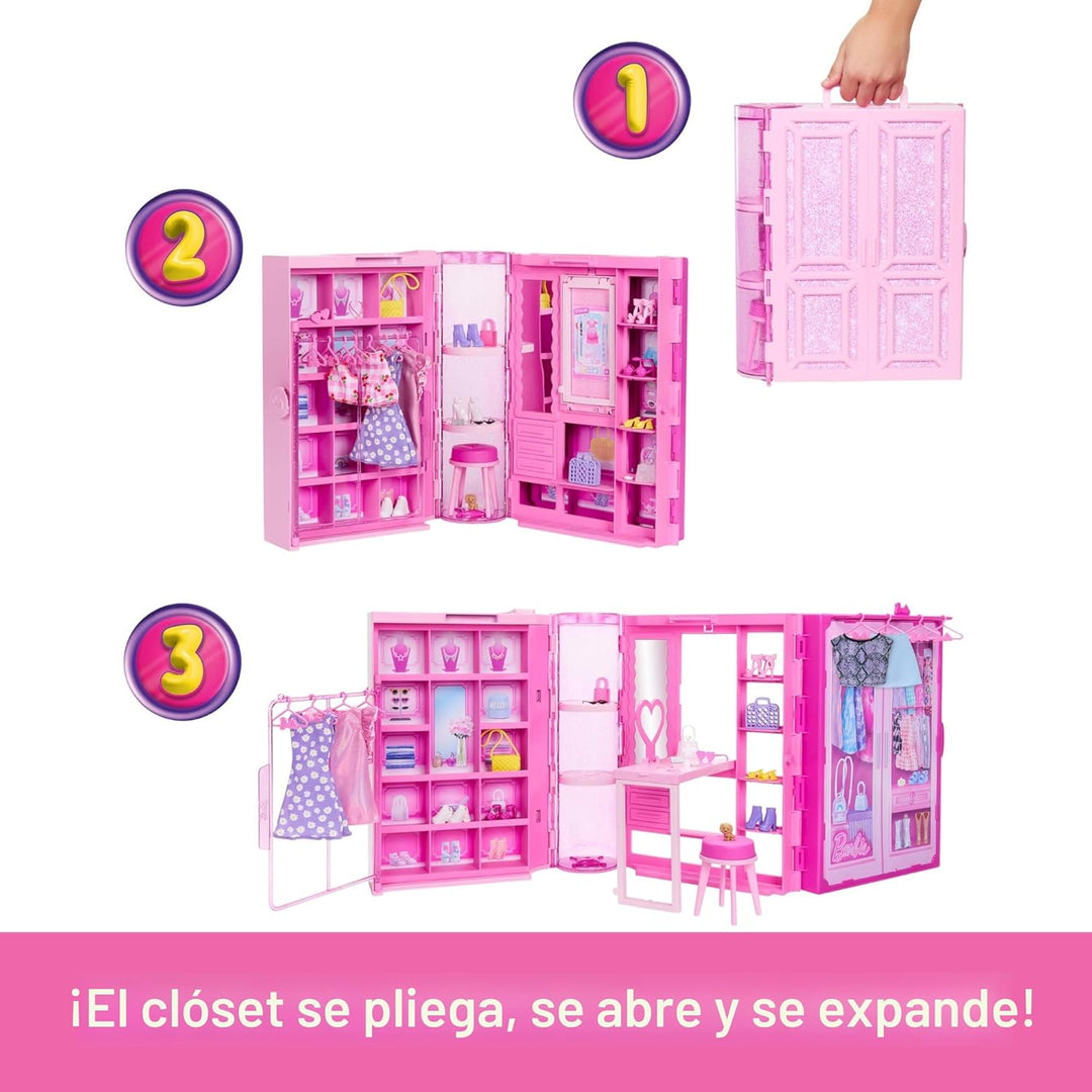Barbie Juego de juguetes Dream Closet con ropa y accesorios, 3 pies...