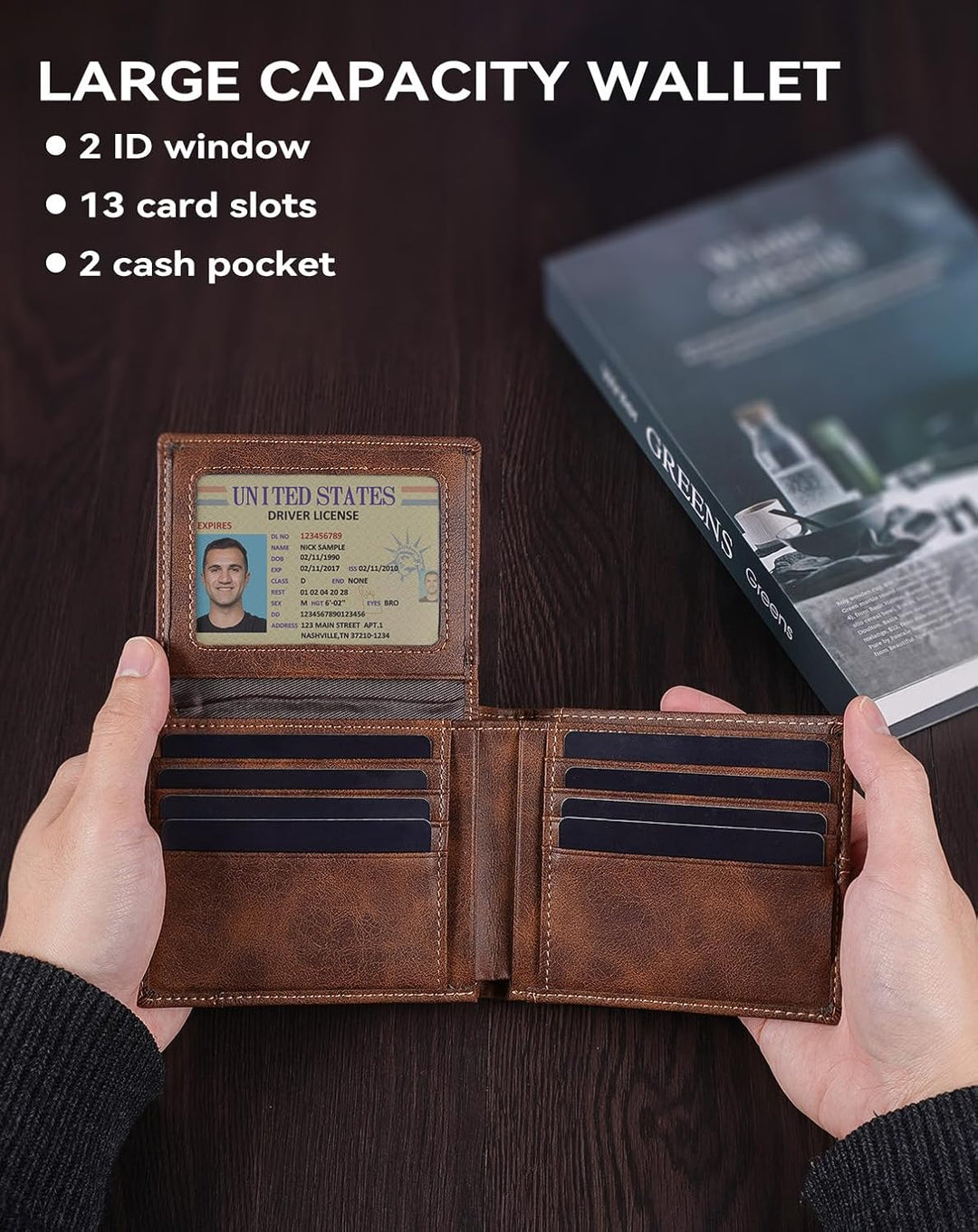 Swallowmall Billetera de cuero plegable para hombre con bloqueo RFI...
