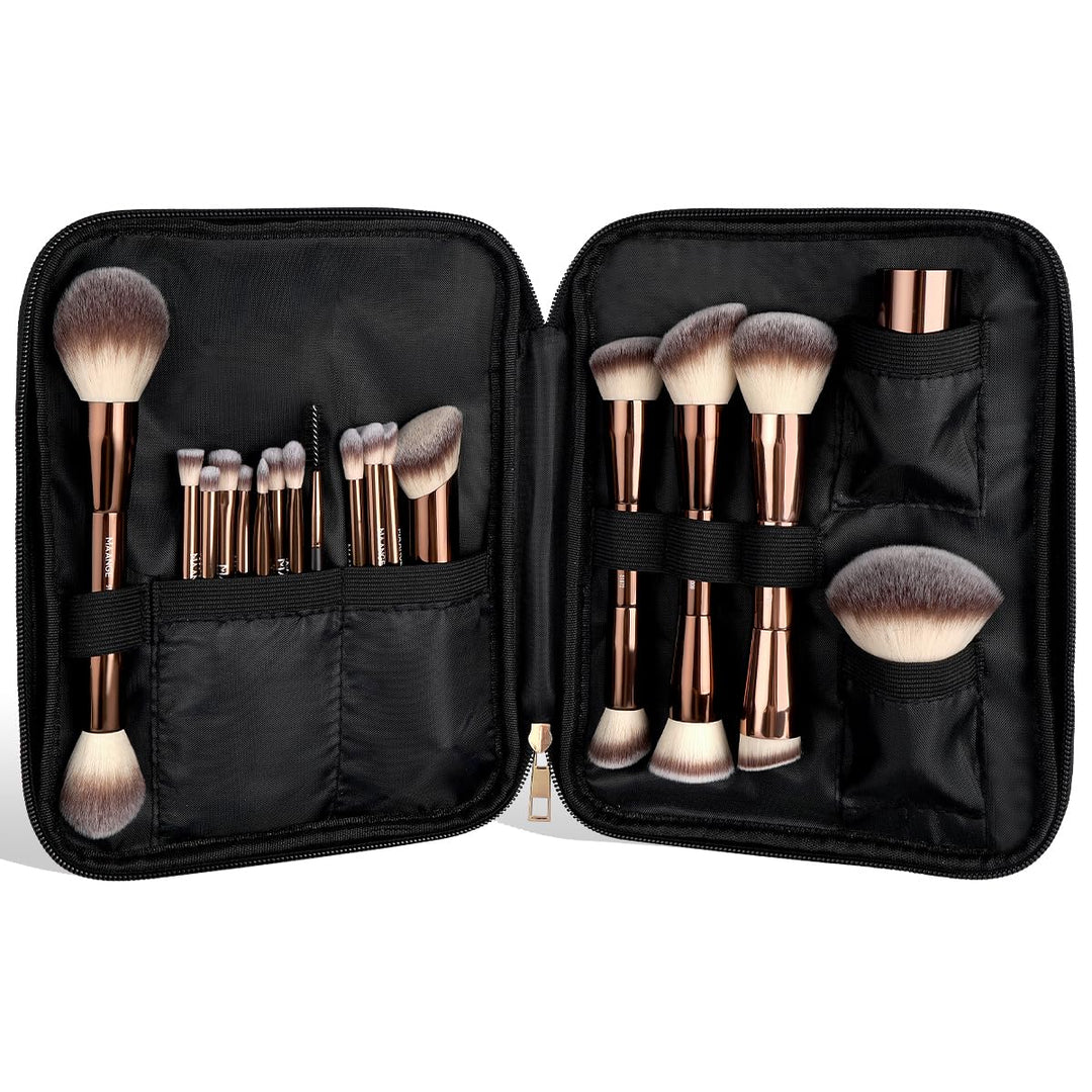 MAANGE Juego de 20 brochas de maquillaje con bolsa, brocha Kabuki d...