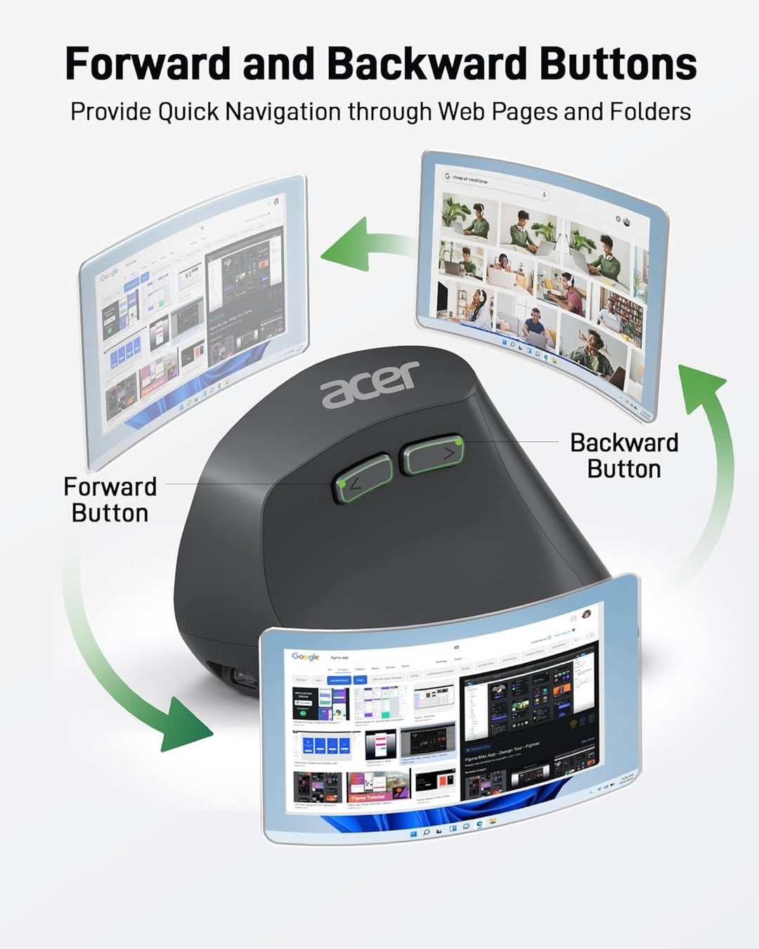 Acer Ratón Ergonómico Inalámbrico, Ratón Vertical con DPI Ajustable...
