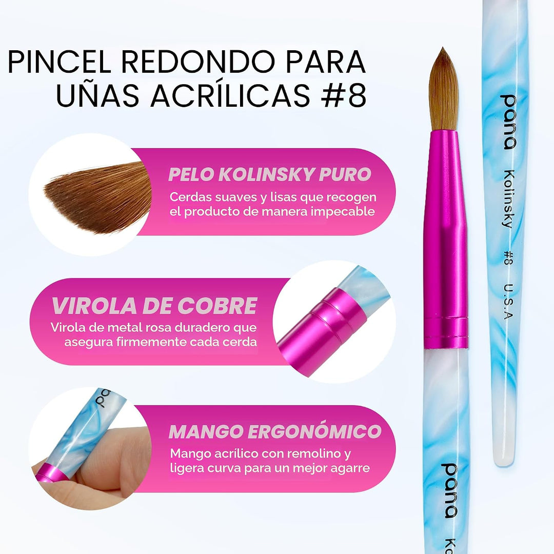 PANA USA \u2013 Pincel para uñas acrílicas, con cerdas de pelo de K...