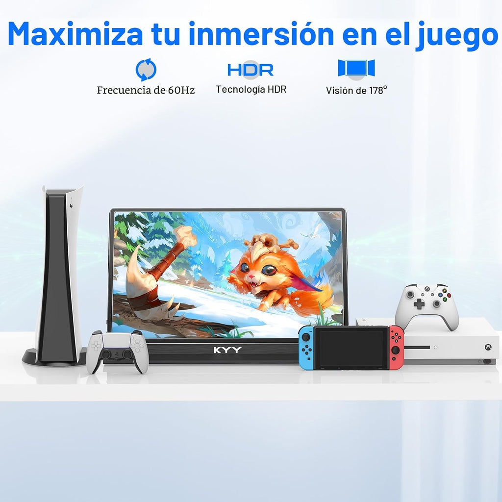 KYY - Monitor portátil para laptop, pantalla de computadora de viaj...