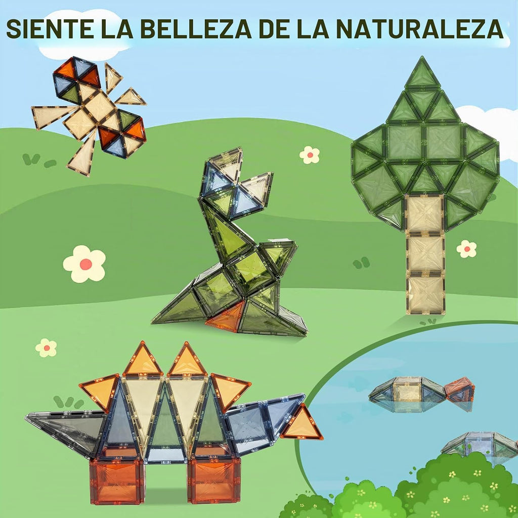 100 piezas de azulejos magnéticos, juguetes Montessori, bloques magnéticos para niños, juegos STEM, educativos para el aula, de aprendizaje, sensoriales, imanes naturales, juguete para niños
