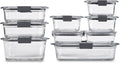 Rubbermaid Brilliance - Recipientes de vidrio para almacenamiento de alimentos, varios tamaños, juego de 9, sin BPA, a prueba de fugas, transparentes