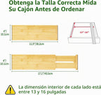 VaeFae Paquete de 6 separadores de cajones de bambú, 4 pulgadas de alto ajustables de 11.9-17.1 pulgadas, separadores expandibles para dormitorio, baño, cocina, oficina