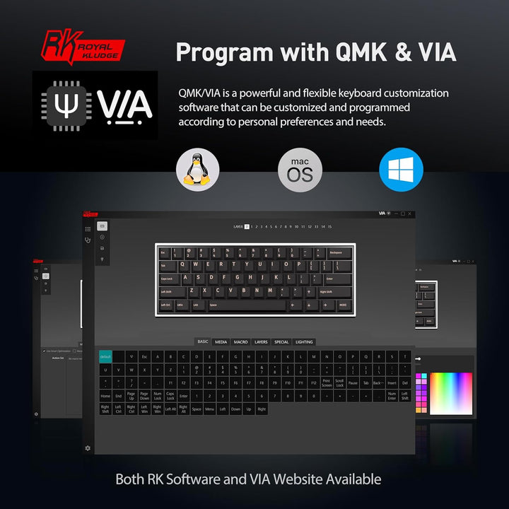 RK ROYAL KLUDGE RK61 teclado mecánico para juegos 60% con cable pro...