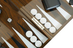 Juego de mesa de backgammon lacado de madera de lujo de 18 pulgadas con tazas de dados de cuero premium y fichas de juego acrílicas