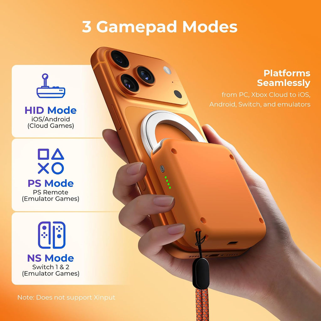 abxylute M4 - Controlador móvil para juegos a presión para Android y iPhone, Switch 1 y 2, controlador Bluetooth portátil, soporte retro de bolsillo para teléfono arcade, doble joystick Turbo Pro