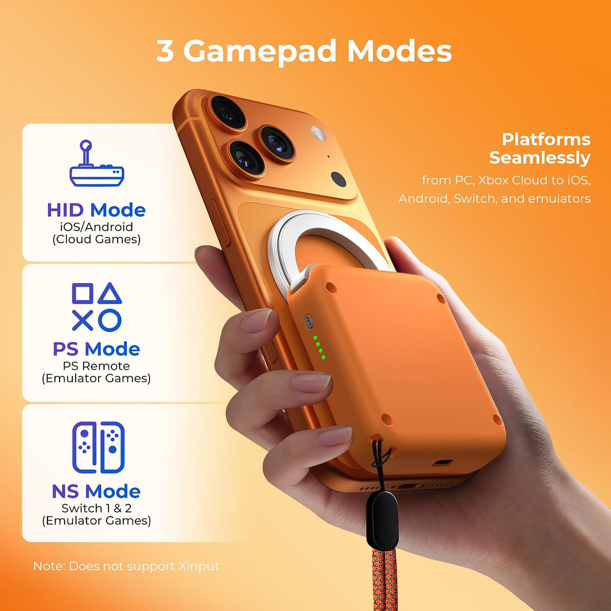 abxylute M4 - Controlador móvil para juegos a presión para Android y iPhone, Switch 1 y 2, controlador Bluetooth portátil, soporte retro de bolsillo para teléfono arcade, doble joystick Turbo Pro