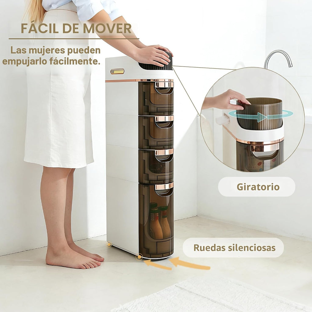 BGYMF Armario de almacenamiento estrecho de 3 niveles para baño, móvil