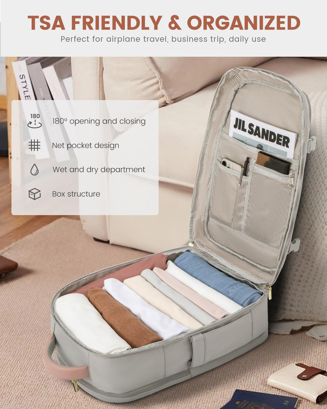 LOVEVOOK Mochila de viaje para mujer y hombre, Grisáceo Rosa-beige-...