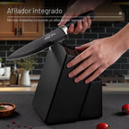 Juego de cuchillos de cocina de 21 piezas con bloque y afilador, juego de cuchillos ultra afilados con asas ergonómicas, juego de bloques de cuchillos de acero inoxidable alemán negro, apto para lavavajillas