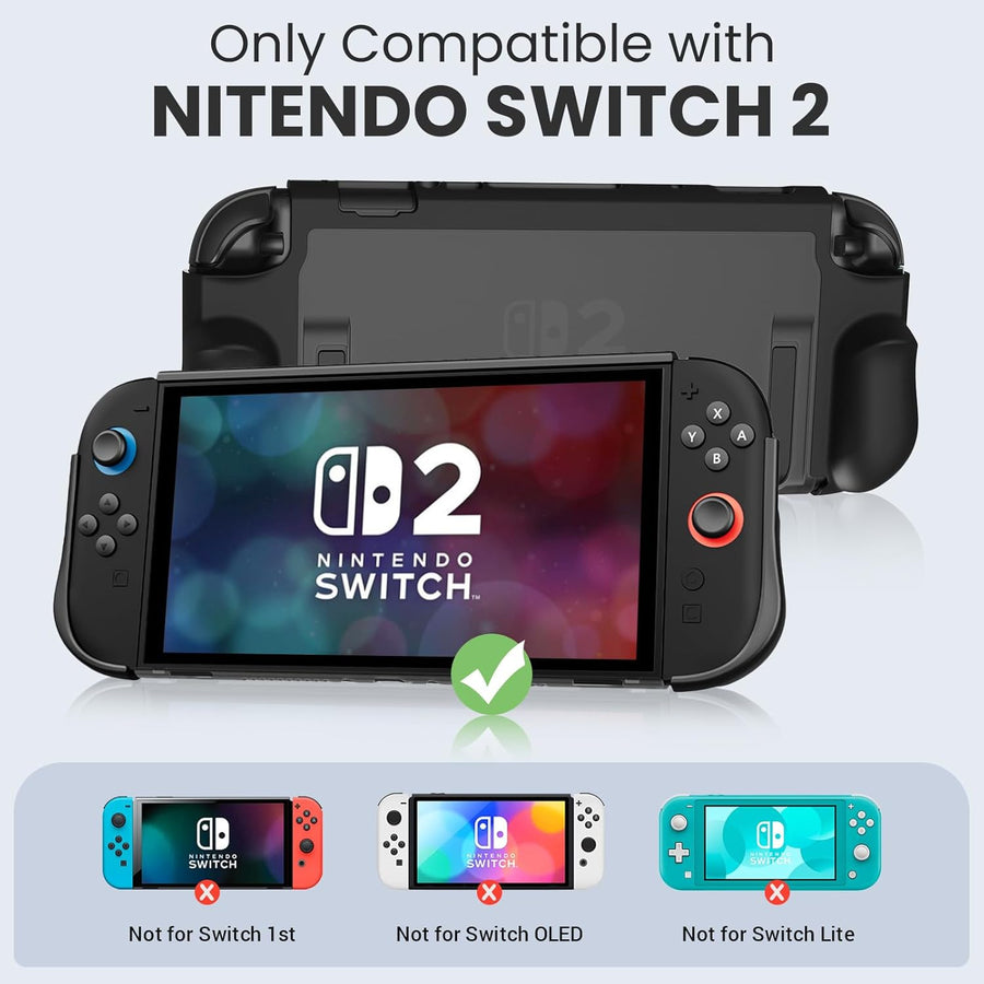 Switch 2 Case PC Front Cover Dockable TPU Ergonomic Grip