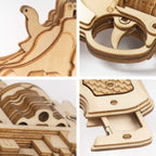 ROKR Rompecabezas de madera 3D, banda de goma, modelo de juguete, kit de manualidades, regalo único, modelo mecánico, rompecabezas de cerebro (juguete de revólver)