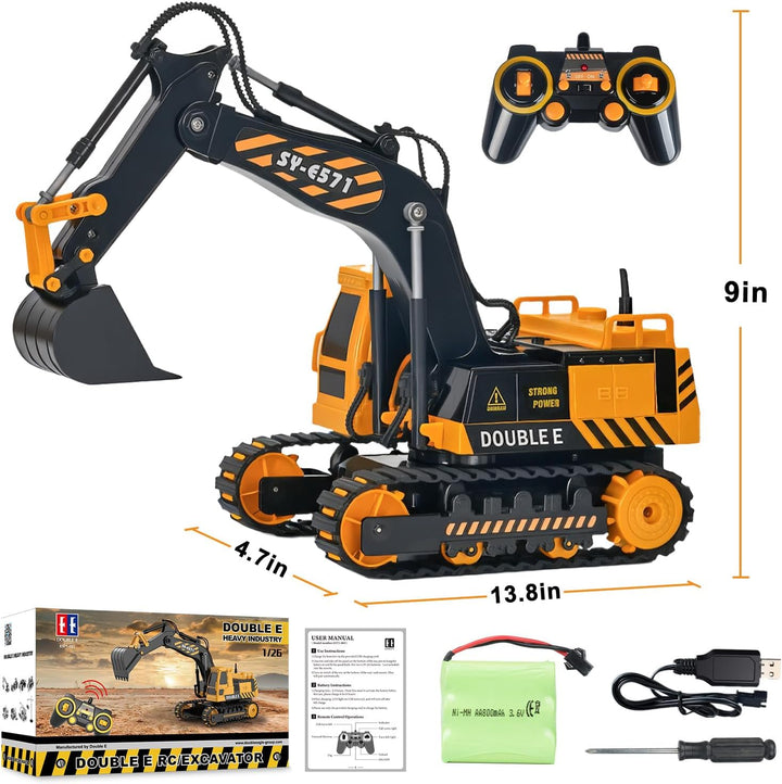 DOUBLE E Juguete de excavadora a control remoto, excavadoras a cont...