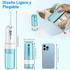 Irrigador dental de agua para limpieza de dientes y hilo dental con funda de tamaño de viaje, irrigador oral recargable, irrigador dental portátil KOOVON para adultos, IPX7 impermeable