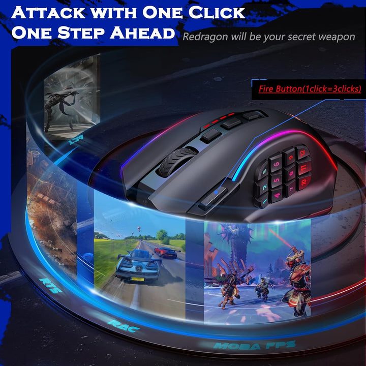Redragon Ratón para Juegos, Ratón MMO para Juegos con hasta 12400 D...