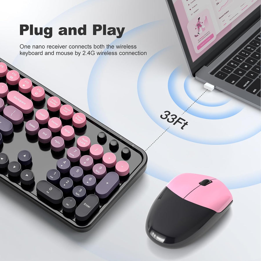 MOWUX - Combo de teclado y mouse inalámbricos, máquina de escribir...