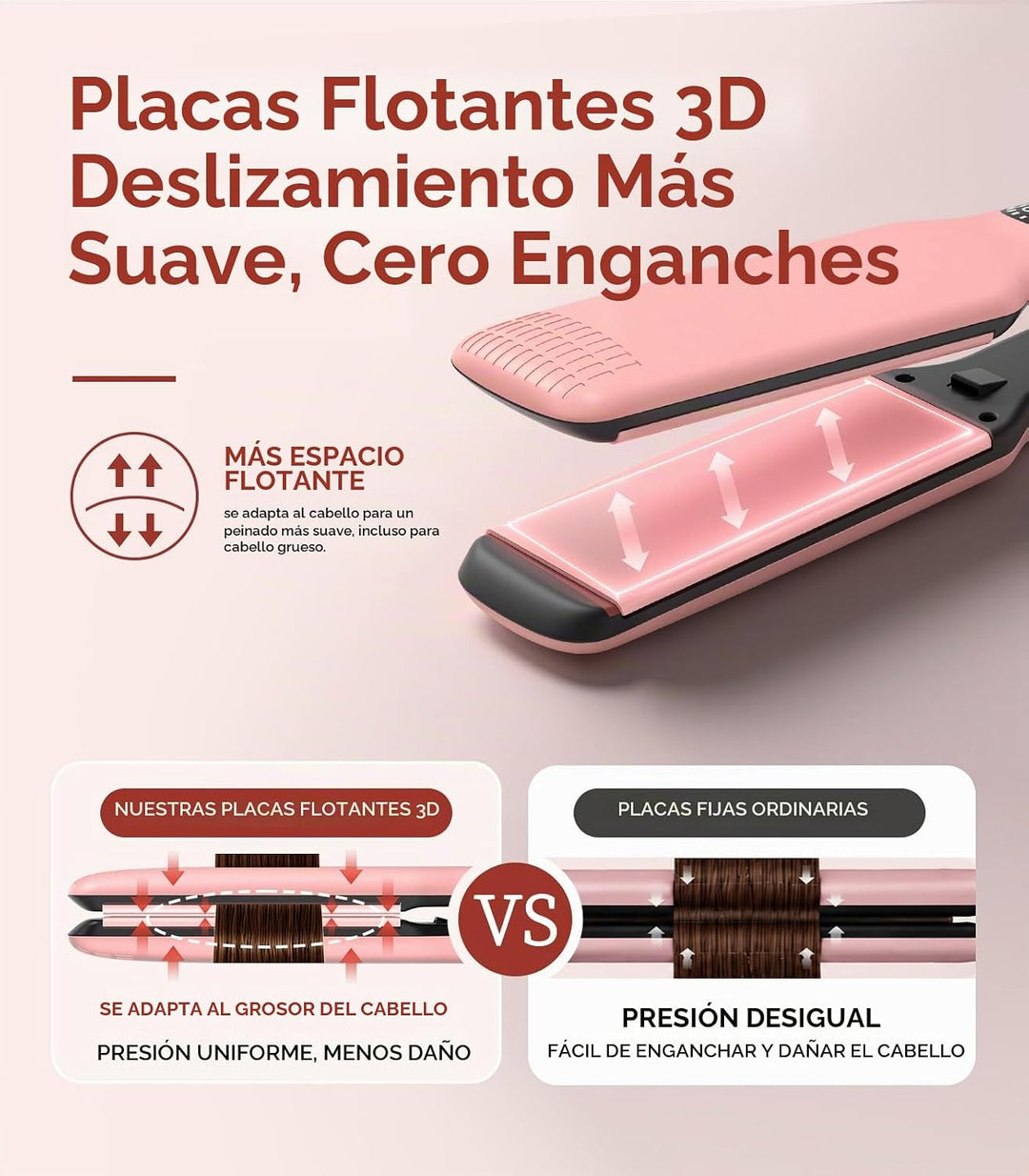 DYHOO Plancha para el cabello, 11 temperaturas, placa flotante de c...
