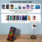 Cargador inalámbrico rápido, soporte de carga inalámbrico de escritorio con adaptador USB PD de 20 W para Samsung Galaxy S25/S24/S23/S22/S21/Note 20, Pixel 8/7 Pro, para iPhone 17 Pro Max/17 Pro/17/16
