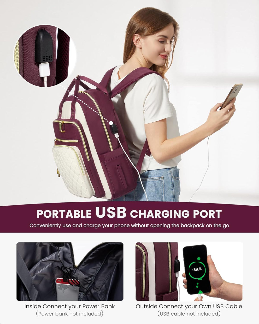 LOVEVOOK Mochila para computadora portátil para mujer, mochila para...