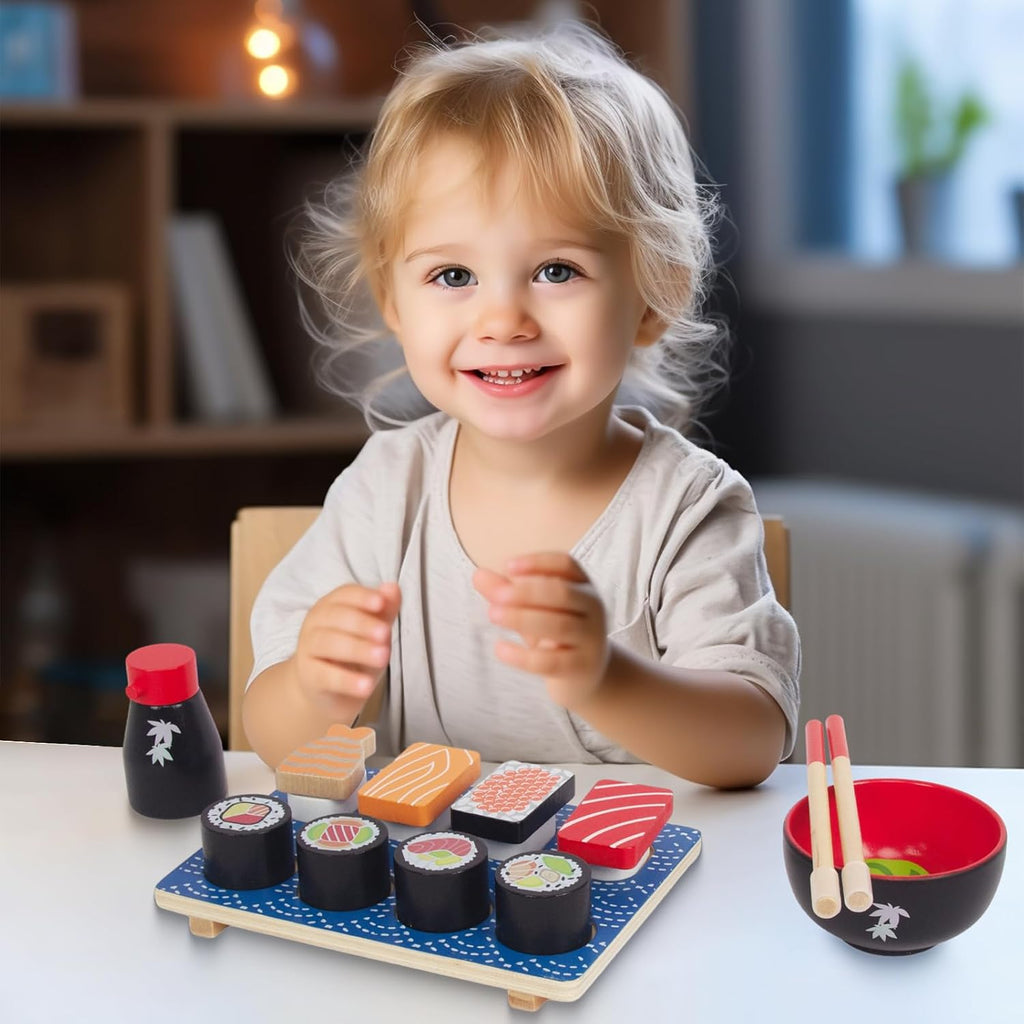 Juego de comida y pizza para cortar sushi, juguetes de cocina para niños de 3 años en adelante, juguete de aprendizaje para niñas y niños