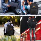 KEOFID Mochila de viaje para hombres y mujeres, mochila antirrobo para computadora portátil con puerto de carga USB para el trabajo, bolsa grande para la universidad, mochila de mano con correa de equipaje, resistente al agua (negro)