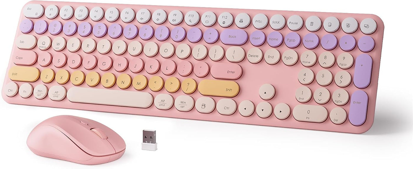 Combo de teclado y mouse inalámbricos, tamaño completo de 110 tecla...