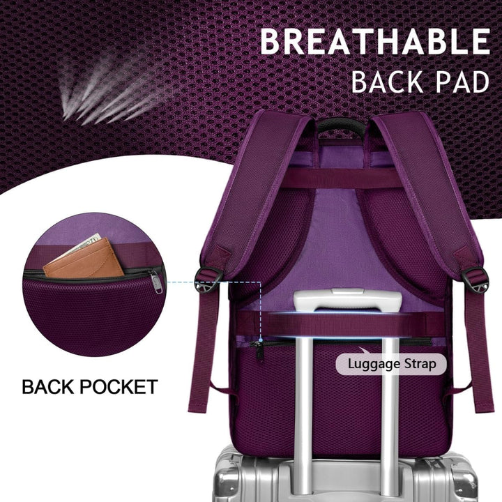 MATEIN Mochila de viaje para mujer, mochila de equipaje de mano ext...