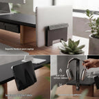 Fenge Soporte Modular Elevador para Doble Monitor con Pata de Madera de Fresno Macizo, 42.5" Negro