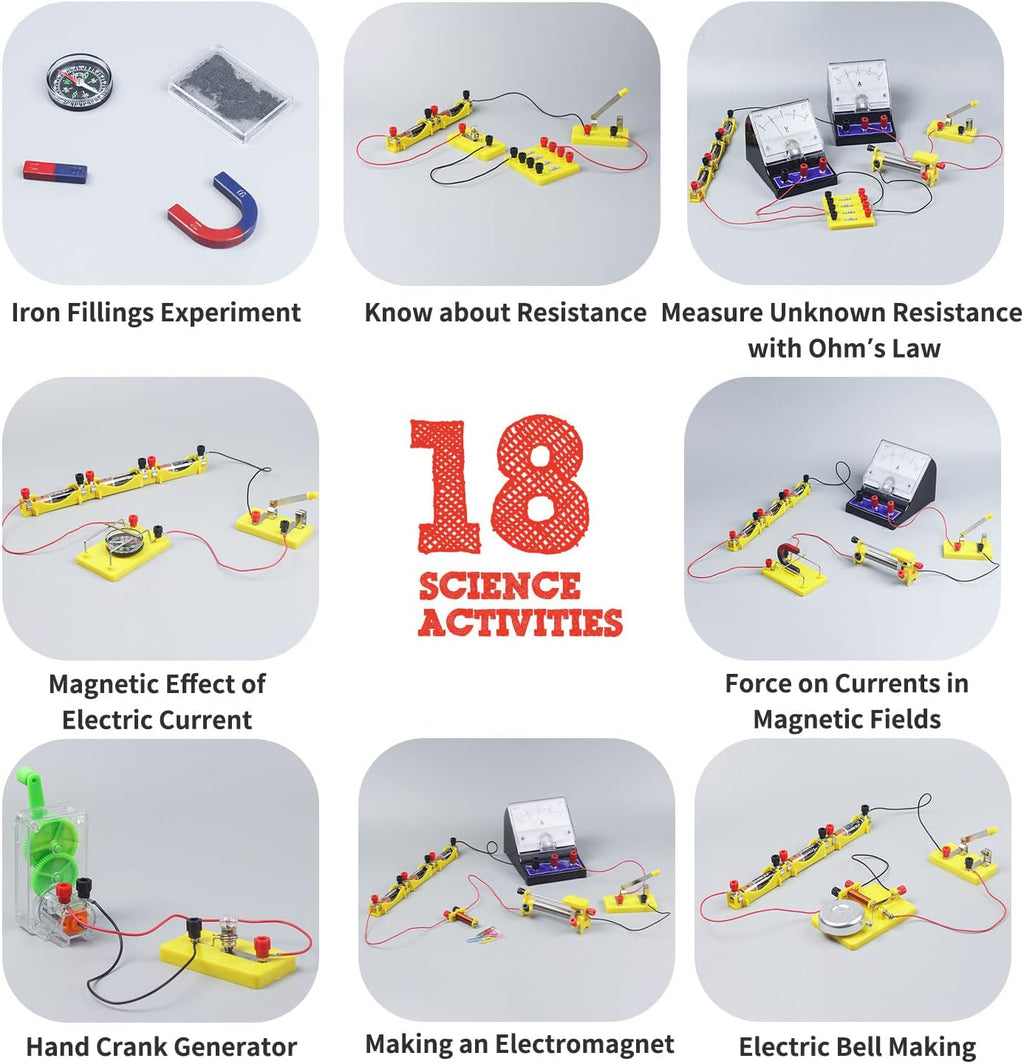 Teenii Kit de electricidad y magnetismo para niños, experimentos científicos STEM con circuitos eléctricos, juguete educativo de física, juego de descubrimiento científico para niños y niñas de 8 años, 50 piezas