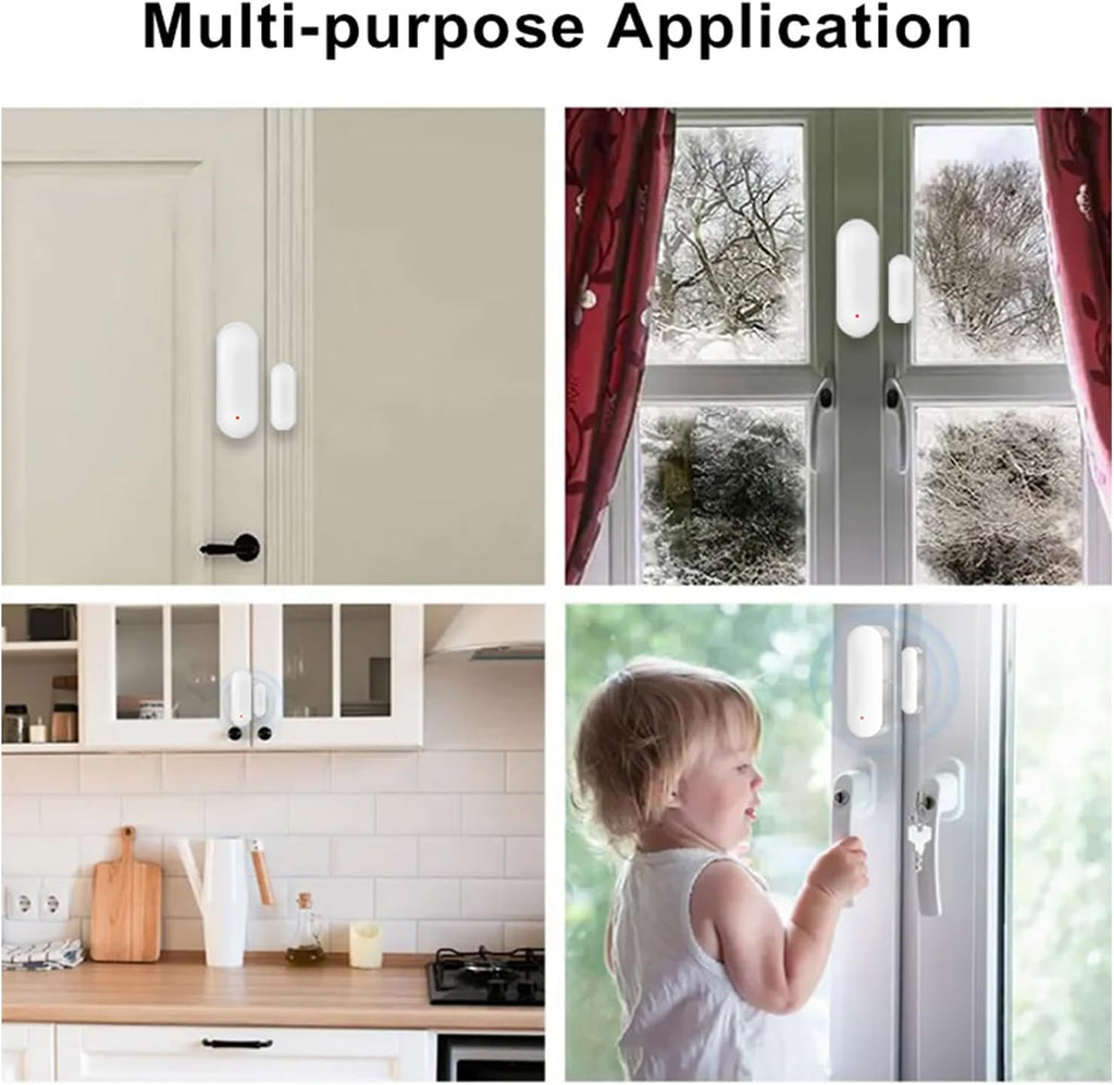 Sensor de puerta inteligente WiFi: sensor de contacto abierto de puerta para seguridad del hogar, sensor de ventana inalámbrico, asegura tu hogar con alertas instantáneas y automatización inteligente