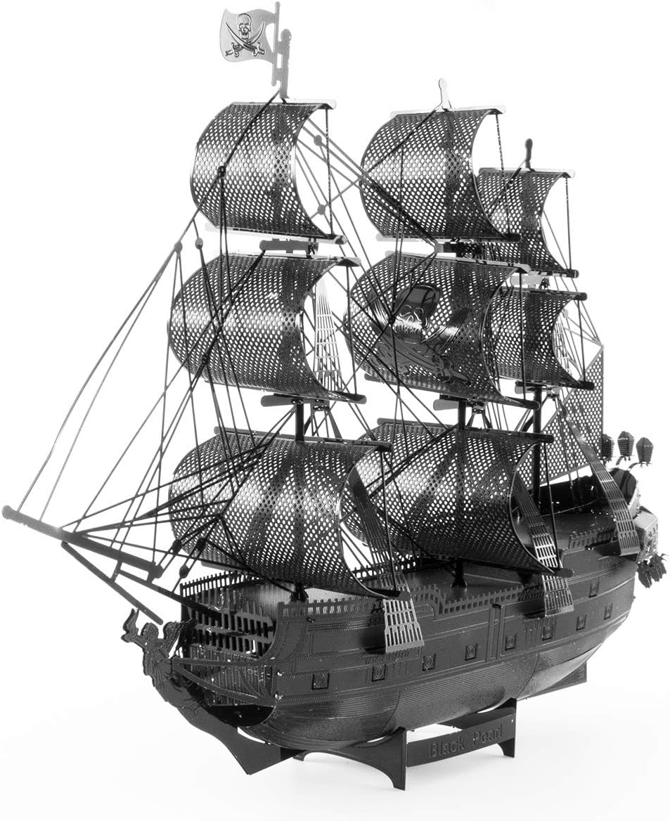 Rompecabezas de metal tierra 3D negro perla barco piratas del Caribe rompecabezas de metal modelo kits para adultos nivel moderado 5.75 x 1.75 x 4.50 in