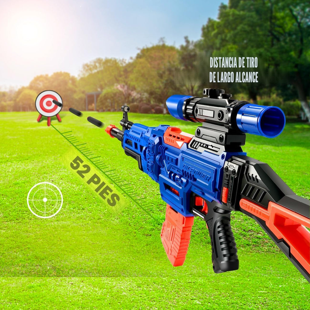 Bigpower Electric Rifle de francotirador de juguete para niños con mira, kit de chaleco táctico, rifle de francotirador automático para niños 4 en 1, rifles de juguete para niños de 8-12, pistolas de