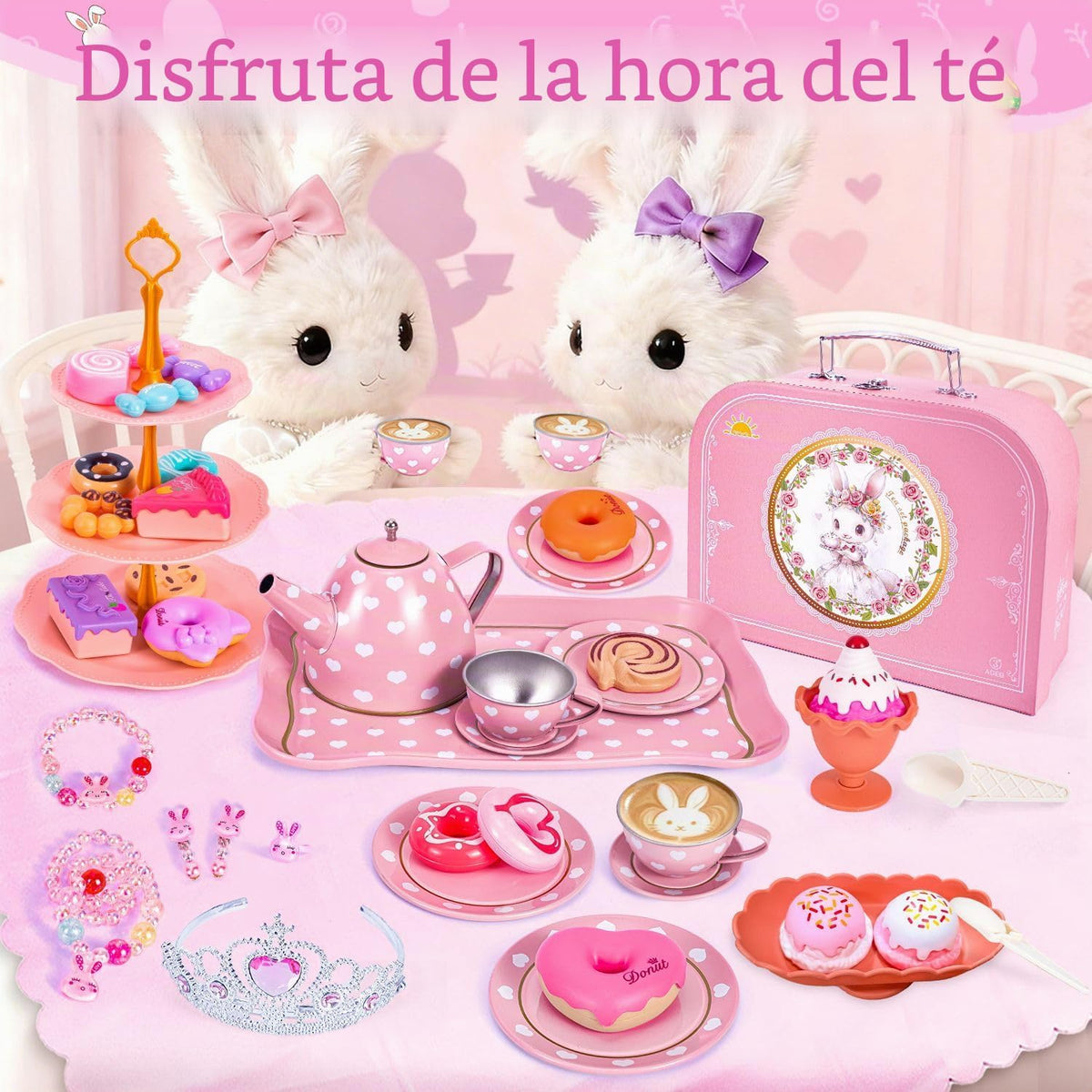 Hohosunlar Juego de té para niñas pequeñas, juego de té para niños pequeños